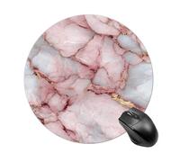 Tappetino per mouse rotondo per computer, impermeabile, con base in gomma antiscivolo, 20 cm, colore: rosa, oro e bianco, di lusso, effetto marmo