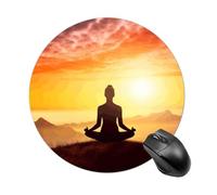 Tappetino per mouse rotondo per meditazione yoga, tappetino per mouse da gioco, ad alta densità, portatile, comodo, per scrivania, casa, ufficio, 19 x 20 cm