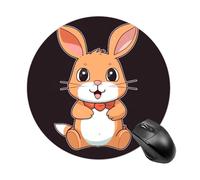 Tappetino per mouse rotondo piccolo antiscivolo con base in gomma impermeabile, con simpatico coniglietto stampato per computer portatile, ufficio, casa, gioco, design carino