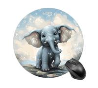 Tappetino per mouse rotondo piccolo antiscivolo con base in gomma impermeabile, con simpatico elefante che gioca con bolle, per computer portatile, ufficio, casa, gioco, design carino