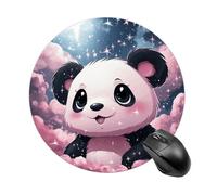 Tappetino per mouse rotondo, piccolo, con panda, per mouse wireless, per videogiochi, laptop, mini computer, decorazione per la casa, ufficio, accessori da scrivania, 19 x 20 cm