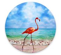 Tappetino per Mouse Rotondo Pink Flamingo Walking On The Beach Tappetino Mouse Pad Antipolvere Facile da Pulire Mousepad, per Computer, Gaming, Laptop, 20cm