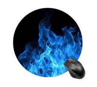 Tappetino per mouse rotondo portatile con fiamma blu, grazioso tappetino per mouse per computer, decorativo, antiscivolo, per casa, ufficio, lavoro, 19 x 20 cm