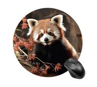 Tappetino per mouse rotondo portatile con panda rosso, grazioso tappetino per mouse per computer, decorativo, antiscivolo, per casa, ufficio, lavoro, 19 x 20 cm