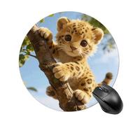 Tappetino per mouse rotondo portatile in stile leopardato, grazioso tappetino per mouse per computer, decorativo, antiscivolo, per casa, ufficio, lavoro, 19 x 20 cm