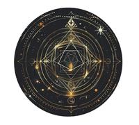Tappetino per Mouse Rotondo Sacred Geometry Moon Stars Mystic Art Styles Tappetino Mouse Gaming Lavabile Personalizzato Sottomano, per Scrivania, Casa, Laptop, 20cm