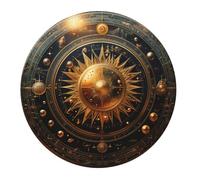 Tappetino per Mouse Rotondo Sacred Geometry Sun Mystery Golden Tappetino Mouse Piccolo Portatile Impermeabile Mousepad, per Ufficio, Scrivania, Laptop, 20cm