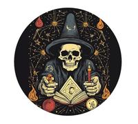 Tappetino per Mouse Rotondo Skull Magic Flower Witches Tarot Vintage Tappetino Mouse Pad Base Antiscivolo in Gomma Personalizzato Mousepad, per Computer, Laptop, Gaming, 20cm