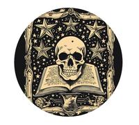 Tappetino per Mouse Rotondo Skull Witches Magic Pentagram Tarot Vintage Tappetino Mouse Gaming Facile da Pulire Base Antiscivolo in Gomma Sottomano, per Ufficio, Scrivania, Casa, 20cm