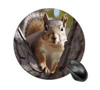 Tappetino per Mouse Rotondo Squirrel in The Tree Tappetini Mouse Portatile Lavabile Mousepad, per Computer, Laptop, Scrivania, 20cm