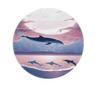 Tappetino per mouse rotondo stampato con delfini innamorati da 8 pollici, tappetino per mouse da gioco antiscivolo, accessori per computer, laptop, ufficio, casa - 1