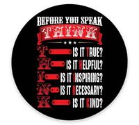 Tappetino per Mouse Rotondo Think Before You Speak Tappetino per Il Mouse Antiscivolo Impermeabile Portatile Sottomano, per Computer, Laptop, Gaming, 20cm