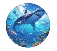 Tappetino per Mouse Rotondo Underwater World Sharks Fish And Coral Reefs Colorful Tappetino Mouse Gaming Portatile Antipolvere Sottomano, per Computer, Laptop, Ufficio, 20cm