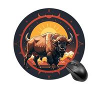 Tappetino per mouse rotondo Wild American Bison Mountains, tappetino per mouse da gioco, ad alta densità, portatile, comodo, per scrivania, casa, ufficio, 20 x 20 cm