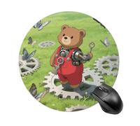 Tappetino per Mouse Rotondo Wind Up Mechanical Bear Tappetino Mouse Pad Personalizzato Facile da Pulire Mousepad, per Casa, Computer, Ufficio, 20cm