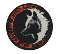 Tappetino per Mouse Rotondo Wolf Silhouette Viking Style Runic Black Tappetino Mouse Piccolo Base Antiscivolo in Gomma Confortevole Sottomano, per Gaming, Computer, Scrivania, 20cm