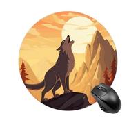 Tappetino per Mouse Rotondo Wolf Tappetino Mouse Base Antiscivolo in Gomma Antipolvere Mousepad, per Ufficio, Computer, Laptop, 20cm