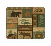 Tappetino per Mouse Rustic Western Country Check Plaid Cabin Wild Bear Mousepad con Bordi Cuciti Tappetino per Tastiera Confortevole Tappetino Mouse Gaming per Ufficio Gaming 25X30Cm