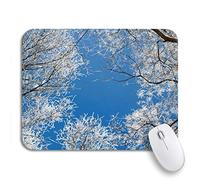 Tappetino per Mouse Scene Winter Landscape Tree Falling Snow Deep Dark Tappetino per Il Mouse Antiscivolo Facile da Pulire Antipolvere Tappetini Mouse, per Scrivania, Laptop, 25 x 30cm