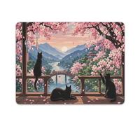 Tappetino per Mouse Serene Spring Morning with Cats Black Tappetini Mouse