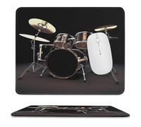 Tappetino per mouse, set di batteria con stampa e bordo di bloccaggio, simpatico e divertente tappetino per mouse per laptop da gioco, accessori per la casa e l'ufficio, tappetino da scrivania