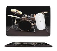 Tappetino per mouse, set di batteria con stampa e bordo di bloccaggio, simpatico e divertente tappetino per mouse per laptop da gioco, accessori per la casa e l'ufficio, tappetino da scrivania