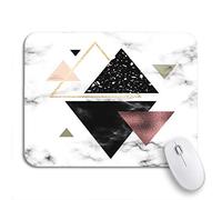 Tappetino per Mouse Shape Marble Geometric Gold Flower And Triangles Elegant Pattern Tappetino Mouse Piccolo Tappetino per Il Mouse Antiscivolo, per Scrivania, Casa, 25 x 30cm