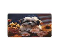 Tappetino per mouse Shih Tzu Cane e Fiori Stampa Computer Desk Mat Gaming Mouse Pad per Home Office Gaming