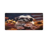 Tappetino per mouse Shih Tzu Cane e Fiori Stampa Computer Desk Mat Gaming Mouse Pad per Home Office Gaming