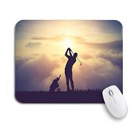 Tappetino Per Mouse Silhouette Of Golfers Hit Sweeping And Keep Golf Course Mousepad Forma Rettangolare Base Antiscivolo In Gomma Confortevole Tappetini Mouse, Per Casa, Gaming Mouse, 25 x 30cm