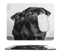 Tappetino per mouse, simpatico tappetino per mouse con stampa di un simpatico carlino nero e bordo arricciato, divertente e adatto per giochi su laptop, accessori per la casa e l'ufficio.