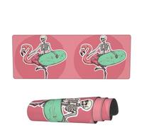 Tappetino Per Mouse Skeleton Surfboard Flamingo Tappetini Mouse Portatile Sottomano, Per Ufficio, Scrivania, Gaming Mouse, 80x30cm
