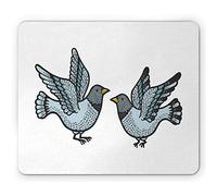 Tappetino per Mouse Sketch Art Pattern of Graphic Style 2 Birds Wing Detailed Animal Scene Tappetino per Il Mouse Antiscivolo Portatile Confortevole Sottomano, per Ufficio, Computer, 25x30cm