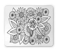 Tappetino per Mouse Sketch Art Top View Flowers Arrangement Coloring Book Style Doodle Elements Tappetino Mouse Gaming Portatile Mousepad Forma Rettangolare, per Ufficio, Casa, Laptop, 25x30cm
