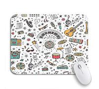Tappetino Per Mouse Sketch Music Doodle Musical Instruments Retro Equipment Pattern Play Tappetino Per Il Mouse Antiscivolo Portatile Mousepad Forma Rettangolare, Per Computer, 25 x 30cm