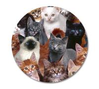 Tappetino per mouse Smooffly Cats Tappetino per mouse in gomma antiscivolo rotondo Cats Galore Tappetino per mouse da gioco 20 cm x 20 cm