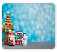 Tappetino per Mouse Snowman Ornamented Tree And Presents Background Merry Christmas Tappetini Mouse Base Antiscivolo in Gomma Facile da Pulire Sottomano, per Gaming Mouse, Casa, Ufficio, 25x30cm