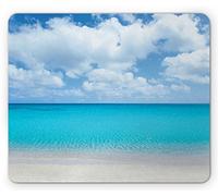 Tappetino per Mouse Solitude Peaceful Beach Scene with Blue And Cloudy Paradise View Tappetini Mouse Portatile Impermeabile Sottomano, per Ufficio, Gaming Mouse, Computer, 25x30cm