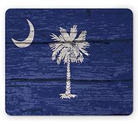 Tappetino per Mouse South Carolina State Flag Palm Tree Moon Pattern On Rustic Wooden Background Tappetino per Il Mouse Antiscivolo Sottomano, per Scrivania, Laptop, Ufficio, 25x30cm