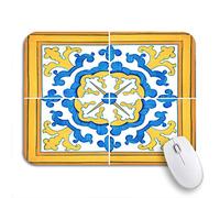 Tappetino per Mouse Spanish Closeup Detail of Old Portuguese Glazed Tiles Abstract Sottomano Personalizzato Portatile Tappetino per Il Mouse Antiscivolo, per Scrivania, Computer, 25 x 30cm