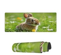Tappetino per Mouse Spring Rabbit Flowers Tappetino Mouse Pad Facile da Pulire Sottomano, per Scrivania, Laptop, Gaming Mouse, 80x30cm