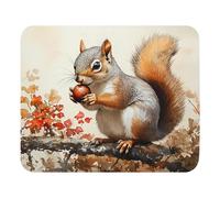 Tappetino per Mouse Squirrel Holding An Acorn On A Tree Branch 25X30Cm Antiscivolo Tappetini per Il Mouse Soffice Mousepad per Computer Gioco