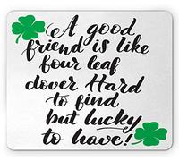 Tappetino per Mouse St Patricks Day Wording with Cursive Lettering And Leaves Tappetino per Il Mouse Antiscivolo Mousepad Forma Rettangolare, per Laptop, Gaming Mouse, Computer, 25x30cm