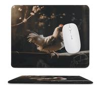 Tappetino per mouse, stampa di pollo su un ramo con bordo lucchetto, simpatico e divertente, per giochi su laptop, accessori per la casa e l'ufficio, tappetino da scrivania