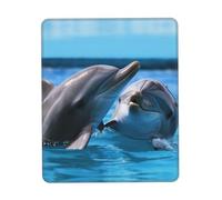 Tappetino per mouse stampato con due delfini nell'acqua, tappetino per mouse per computer con base in gomma antiscivolo con bordo cucito, per ufficio, casa, gioco, lavoro, studio