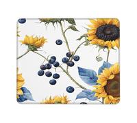 Tappetino per mouse stampato con stampa di girasoli, 20,1 x 24,1 cm, impermeabile, antiscivolo, base in gomma per laptop, scrivania, decorazione per casa e ufficio