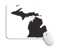 Tappetino Per Mouse State Black Map Of Michigan Detroit Lansing America Atlas Mousepad Forma Rettangolare Impermeabile Tappetino Mouse Pad, Per Computer, Casa, 25 x 30cm