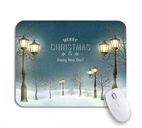 Tappetino per Mouse Street Christmas Evening Winter Landscape Lampposts Light Lantern Lamp Tappetino Mouse Gaming Confortevole Sottomano, per Computer, Ufficio, 25 x 30cm