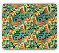 Tappetino per Mouse Summer Holiday Theme Flip Flops Surfboard Palm Trees Scooter Modern Graphic Tappetini Mouse Impermeabile Confortevole Sottomano, per Gaming Mouse, Laptop, Ufficio, 25x30cm