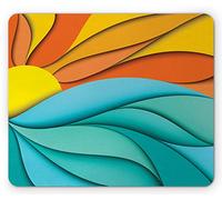 Tappetino per Mouse Sun Abstract Sunset And Sunrise Concept with Sea Waves Backdrop Tappetino Mouse Gaming Portatile Sottomano, per Computer, Laptop, Gaming Mouse, 25x30cm